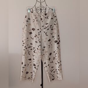 Alfred Dunner Floral Linen Blend Pull- On Pants Size 10